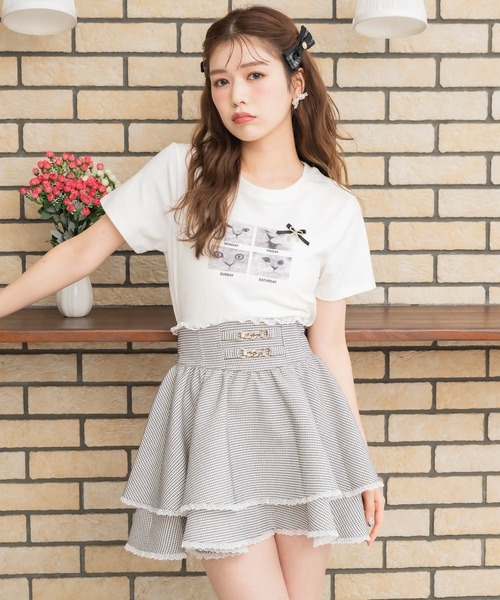 couture BY ROJITA（クチュールバイロジータ）の「CATプリントミ二Tシャツ（Tシャツ/カットソー・レディース・ブラック/グレー/ホワイト・FREE）」の4枚目の写真