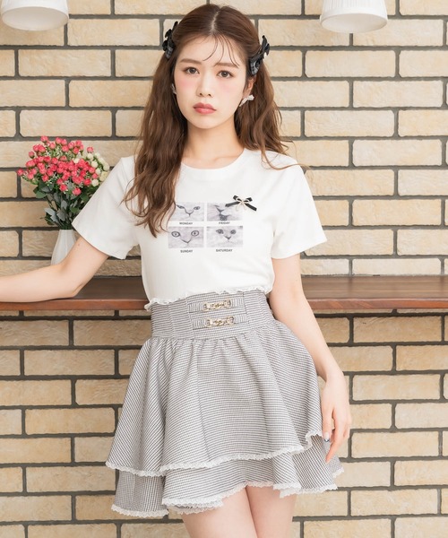 couture BY ROJITA（クチュールバイロジータ）の「CATプリントミ二Tシャツ（Tシャツ/カットソー・レディース・ブラック/グレー/ホワイト・FREE）」の5枚目の写真