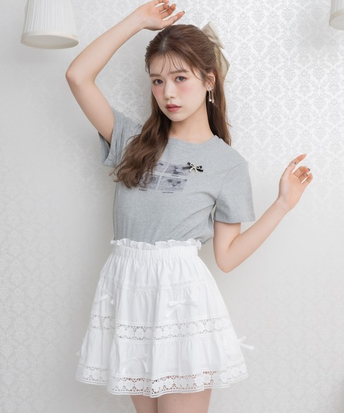 couture BY ROJITA（クチュールバイロジータ）の「CATプリントミ二Tシャツ（Tシャツ/カットソー・レディース・ブラック/グレー/ホワイト・FREE）」の7枚目の写真