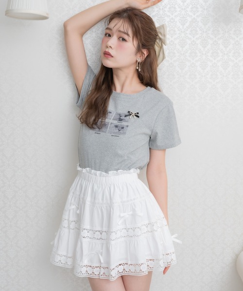 couture BY ROJITA（クチュールバイロジータ）の「CATプリントミ二Tシャツ（Tシャツ/カットソー・レディース・ブラック/グレー/ホワイト・FREE）」の8枚目の写真