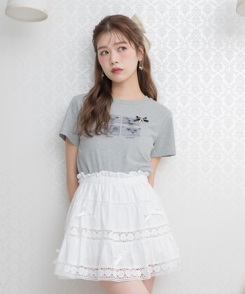 couture BY ROJITA（クチュールバイロジータ）の「CATプリントミ二Tシャツ（Tシャツ/カットソー・レディース・ブラック/グレー/ホワイト・FREE）」の9枚目の写真