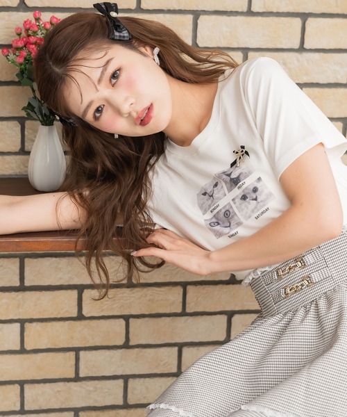 couture BY ROJITA（クチュールバイロジータ）の「CATプリントミ二Tシャツ（Tシャツ/カットソー・レディース・ブラック/グレー/ホワイト・FREE）」の14枚目の写真