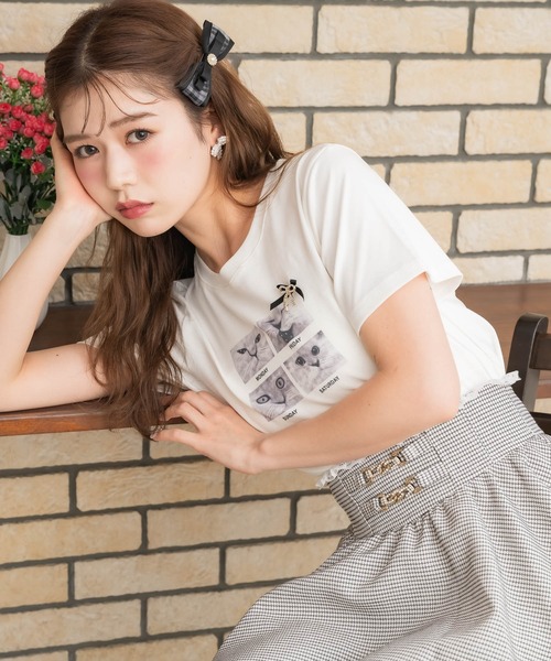 couture BY ROJITA（クチュールバイロジータ）の「CATプリントミ二Tシャツ（Tシャツ/カットソー・レディース・ブラック/グレー/ホワイト・FREE）」の15枚目の写真