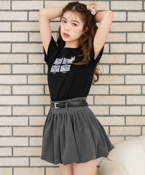 couture BY ROJITA（クチュールバイロジータ）の「CATプリントミ二Tシャツ（Tシャツ/カットソー・レディース・ブラック/グレー/ホワイト・FREE）」の21枚目の写真
