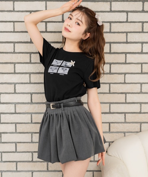 couture BY ROJITA（クチュールバイロジータ）の「CATプリントミ二Tシャツ（Tシャツ/カットソー・レディース・ブラック/グレー/ホワイト・FREE）」の22枚目の写真