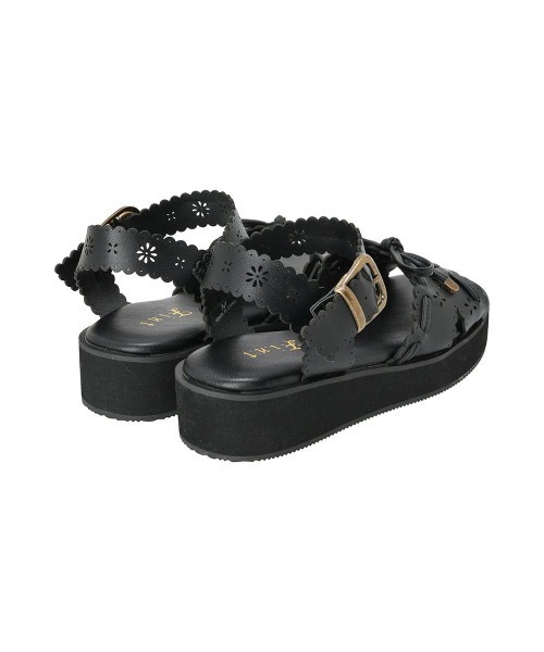 F i.n.t(フィント)の「レース風カットワーク厚底サンダル/ fint フィント(サンダル・レディース・オフホワイト/ブラック・S/M/L)」の16枚目の写真
