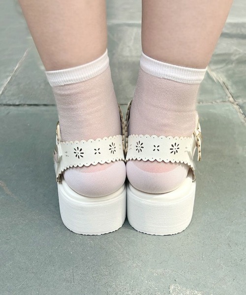 F i.n.t(フィント)の「レース風カットワーク厚底サンダル/ fint フィント(サンダル・レディース・オフホワイト/ブラック・S/M/L)」の22枚目の写真