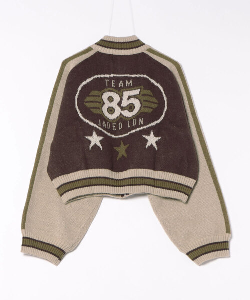 KNITTED BOMBER WITH BACK ARTWORK - BROWN（ニット/セーター）｜Jaded