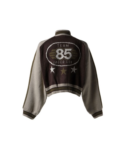 KNITTED BOMBER WITH BACK ARTWORK - BROWN（ニット/セーター）｜Jaded