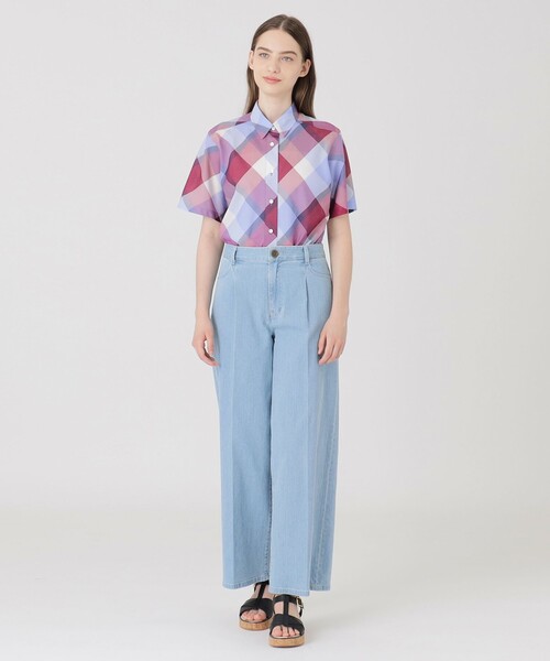 ストレッチデニムワイドパンツ（デニムパンツ）｜BLUE LABEL