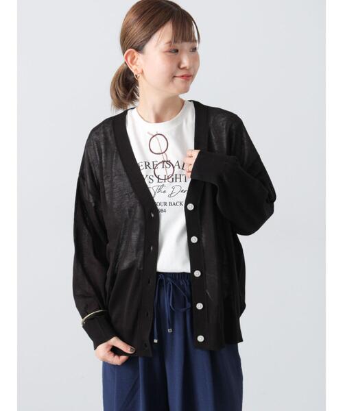 Lugnoncure（ルノンキュール）の「【接触冷感】無地/柄アソートVネックカーディガン（カーディガン/ボレロ・レディース・オレンジ/ネイビー/オフホワイト/ブルー/ブラック・F）」の3枚目の写真