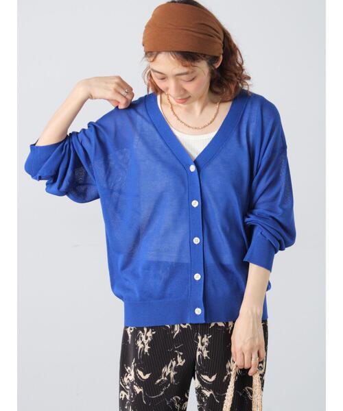 Lugnoncure（ルノンキュール）の「【接触冷感】無地/柄アソートVネックカーディガン（カーディガン/ボレロ・レディース・オレンジ/ネイビー/オフホワイト/ブルー/ブラック・F）」の17枚目の写真