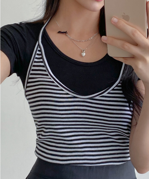 VIVID LADY(ビビッドレディー)の「ラウンドヘム ショート丈 半袖Tシャツ(Tシャツ/カットソー・レディース・ネイビー/アイボリー/ブラック/カーキ/グレー・FREE)」の16枚目の写真