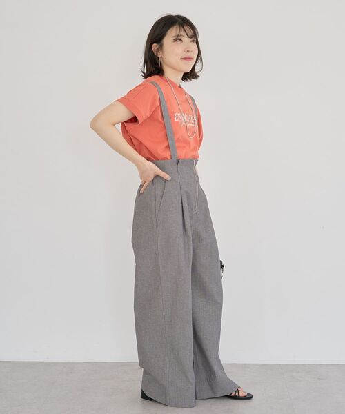 Green Parks(グリーンパークス)の「綿麻混2WAY サス付きZIPパンツ(その他パンツ・レディース・杢グレー/ストライプ/チェック・FREE)」の17枚目の写真