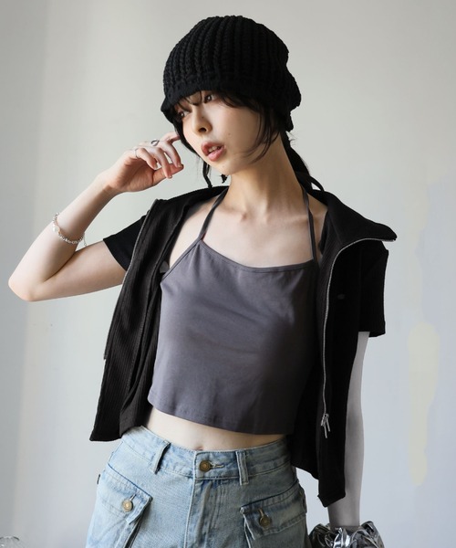Ulysses(ユリシス)の「レイヤード風デザインダブルジップカーディガン(Tシャツ/カットソー・レディース・ブラック/ブラウン/ホワイト・F)」の16枚目の写真