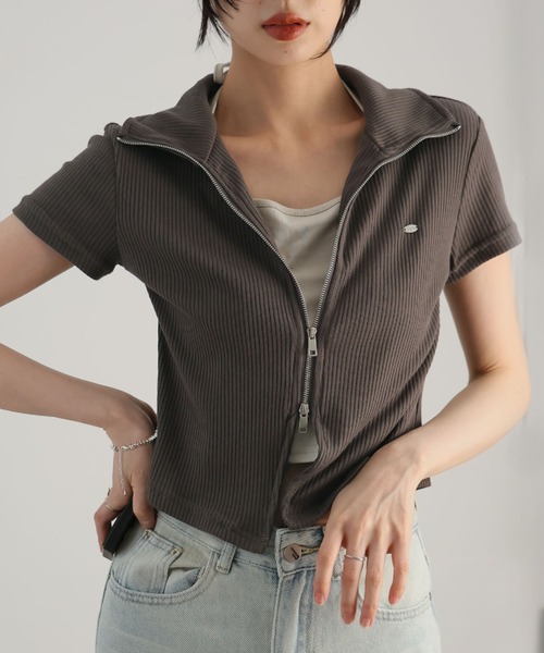 Ulysses(ユリシス)の「レイヤード風デザインダブルジップカーディガン(Tシャツ/カットソー・レディース・ブラック/ブラウン/ホワイト・F)」の21枚目の写真