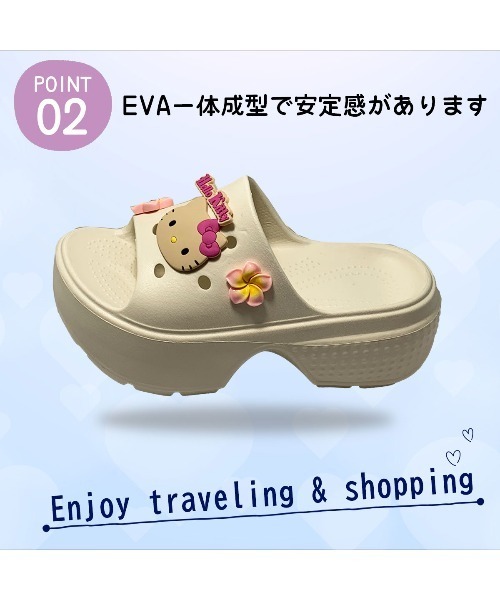 VIBGYOR(ヴィブジョー)の「【Sanrio】サンリオキャラクターズ花飾り付き厚底ヒールサンダル(MA)(サンダル・レディース・ブラック/ピンク/ホワイト/パープル・L/M)」の15枚目の写真