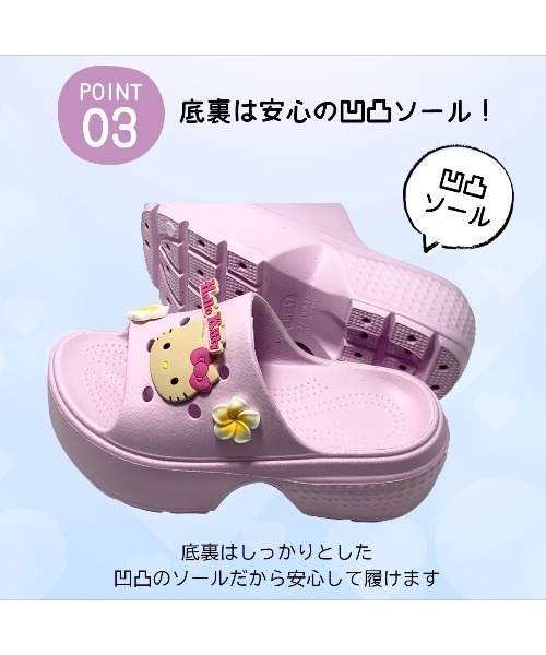 VIBGYOR(ヴィブジョー)の「【Sanrio】サンリオキャラクターズ花飾り付き厚底ヒールサンダル(MA)(サンダル・レディース・ブラック/ピンク/ホワイト/パープル・L/M)」の16枚目の写真
