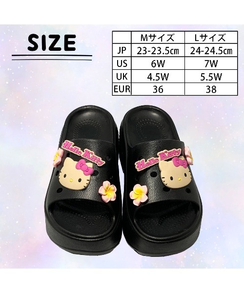 Sanrio】サンリオキャラクターズ花飾り付き厚底ヒールサンダル