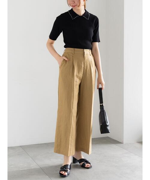 Te chichi（テチチ）の「プリントアソートレーヨンリネンパンツ《2025summer catalog item》（その他パンツ・レディース・オフホワイト/ブラウン/ネイビー/ベージュ・F）」の5枚目の写真