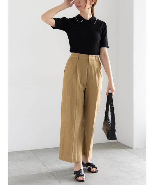 Te chichi（テチチ）の「プリントアソートレーヨンリネンパンツ《2025summer catalog item》（その他パンツ・レディース・オフホワイト/ブラウン/ネイビー/ベージュ・F）」の6枚目の写真