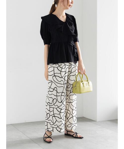 Te chichi（テチチ）の「プリントアソートレーヨンリネンパンツ《2025summer catalog item》（その他パンツ・レディース・オフホワイト/ブラウン/ネイビー/ベージュ・F）」の17枚目の写真