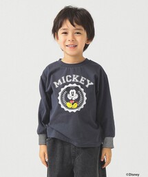 B:MING by BEAMS（ビーミングバイビームス）の「【Disney】MICKEY MOUSE / カレッジプリント ロングスリーブ Tシャツ / 2025FW（90～140cm）（Tシャツ/カットソー・キッズ）」