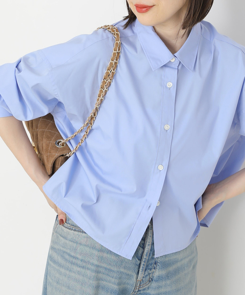 journal standard L'essage(ジャーナルスタンダードレサージュ)の「CPムジ/ストライプ刺しゅうショートシャツ(シャツ/ブラウス・レディース・グレー/ベージュ/ブルー系その他・FREE)」の3枚目の写真