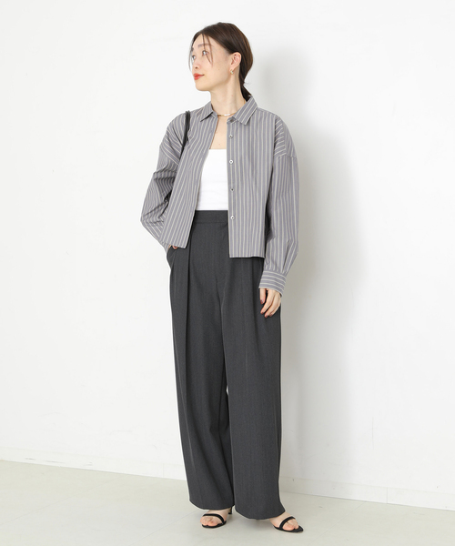 journal standard L'essage(ジャーナルスタンダードレサージュ)の「CPムジ/ストライプ刺しゅうショートシャツ(シャツ/ブラウス・レディース・グレー/ベージュ/ブルー系その他・FREE)」の4枚目の写真