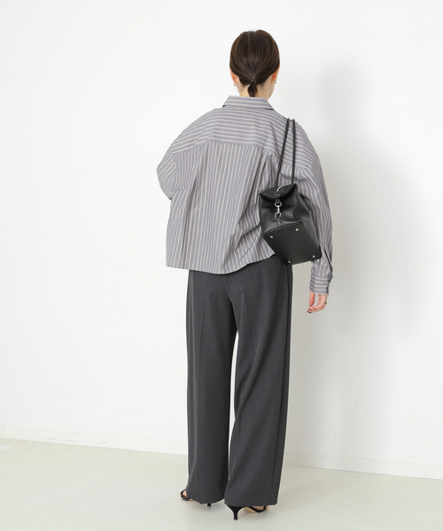 journal standard L'essage(ジャーナルスタンダードレサージュ)の「CPムジ/ストライプ刺しゅうショートシャツ(シャツ/ブラウス・レディース・グレー/ベージュ/ブルー系その他・FREE)」の5枚目の写真