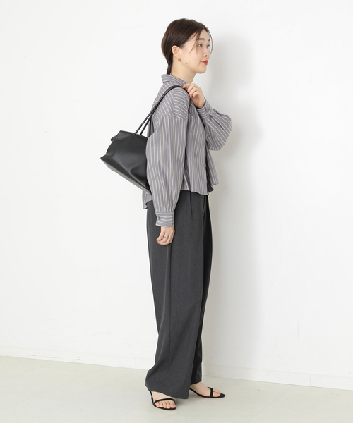 journal standard L'essage(ジャーナルスタンダードレサージュ)の「CPムジ/ストライプ刺しゅうショートシャツ(シャツ/ブラウス・レディース・グレー/ベージュ/ブルー系その他・FREE)」の6枚目の写真