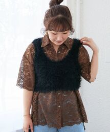 le.coeur blanc | シャギーUネックベスト(ベスト)