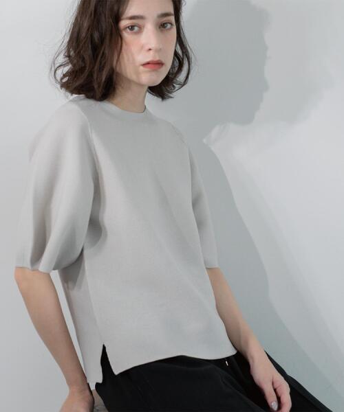 OPAQUE.CLIP（オペークドットクリップ）の「ガーターボリュームスリーブニット【UVケア/洗濯機洗い可】（ニット/セーター・レディース・ブラック/レッド系1/チャコールグレー/ライトグレー/パープル・36/38/40/42/34）」の4枚目の写真