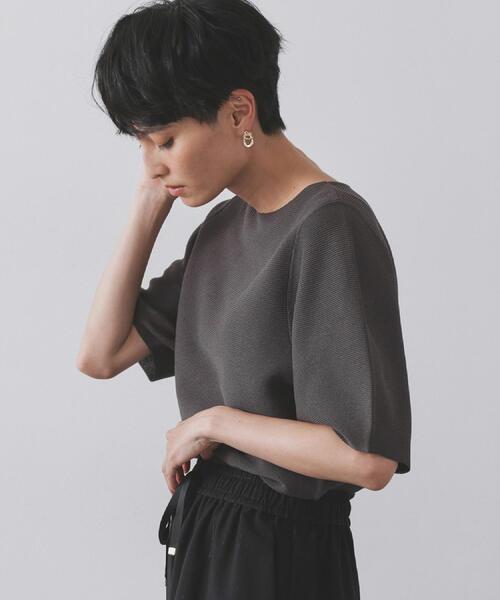 OPAQUE.CLIP（オペークドットクリップ）の「ガーターボリュームスリーブニット【UVケア/洗濯機洗い可】（ニット/セーター・レディース・ブラック/レッド系1/チャコールグレー/ライトグレー/パープル・36/38/40/42/34）」の9枚目の写真