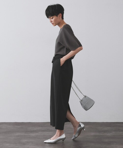 OPAQUE.CLIP（オペークドットクリップ）の「ガーターボリュームスリーブニット【UVケア/洗濯機洗い可】（ニット/セーター・レディース・ブラック/レッド系1/チャコールグレー/ライトグレー/パープル・36/38/40/42/34）」の12枚目の写真