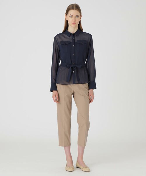 BLUE LABEL CRESTBRIDGE(ブルーレーベルクレストブリッジ)の「スパンボイルライクタイプライターブラウス(シャツ/ブラウス・レディース・ベージュ/ダークネイビー・36/38)」の3枚目の写真