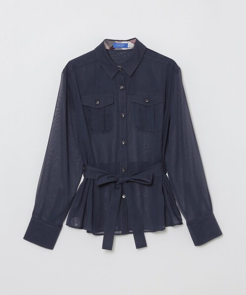 BLUE LABEL CRESTBRIDGE(ブルーレーベルクレストブリッジ)の「スパンボイルライクタイプライターブラウス(シャツ/ブラウス・レディース・ベージュ/ダークネイビー・36/38)」の6枚目の写真