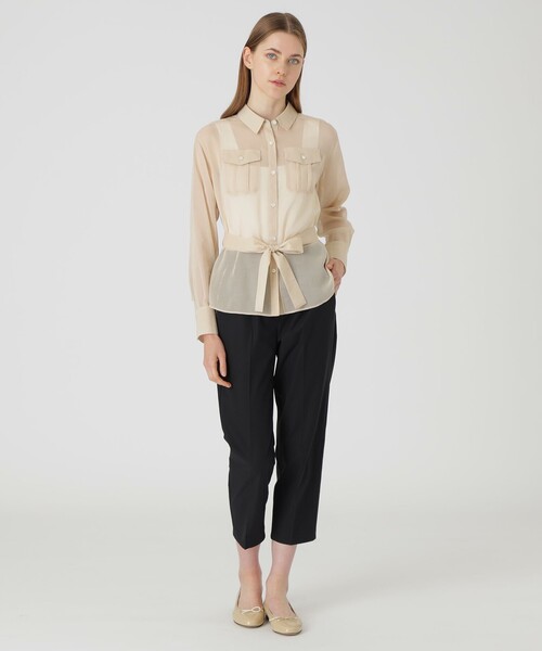 BLUE LABEL CRESTBRIDGE(ブルーレーベルクレストブリッジ)の「スパンボイルライクタイプライターブラウス(シャツ/ブラウス・レディース・ベージュ/ダークネイビー・36/38)」の7枚目の写真