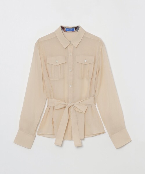 BLUE LABEL CRESTBRIDGE(ブルーレーベルクレストブリッジ)の「スパンボイルライクタイプライターブラウス(シャツ/ブラウス・レディース・ベージュ/ダークネイビー・36/38)」の10枚目の写真
