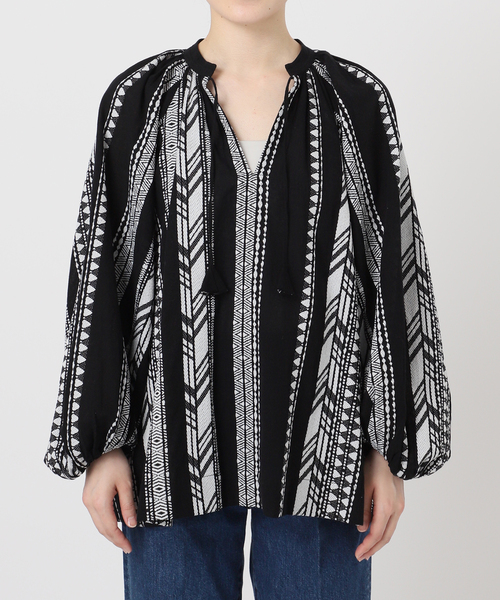 B.C STOCK(ベーセーストック)の「手洗い可 / ジャカードスキッパーブラウス(シャツ/ブラウス・レディース・ホワイト/ブラック・FREE)」の20枚目の写真