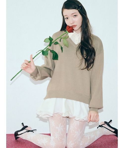 LILY BROWNフリルミニワンピース リリーブラウン LILY BROWN シャツドッキングフリルミニ