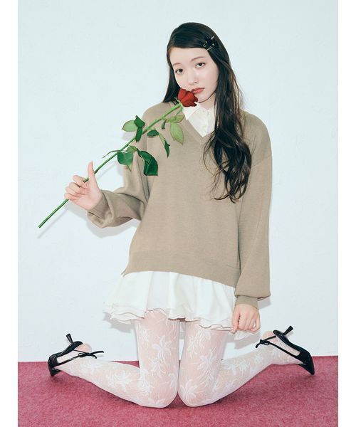 LILY BROWN[リリーブラウン] シャツドッキングフリルミニワンピース シャツドッキングフリルミニワンピース（ワンピース）｜LILY