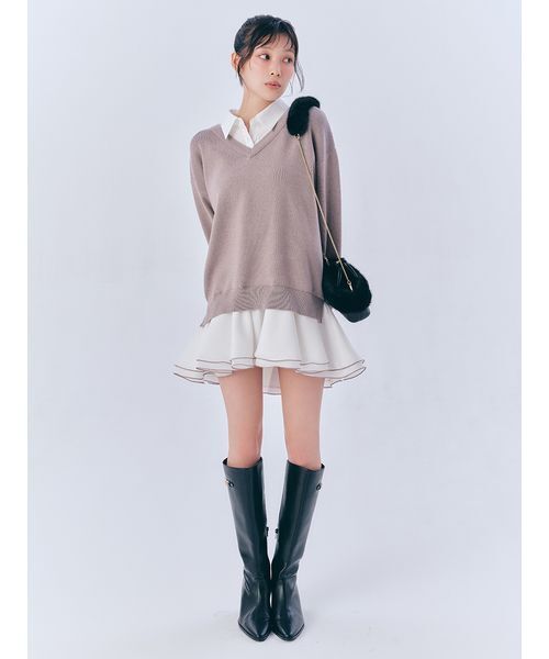 LILY BROWNフリルミニワンピース リリーブラウン LILY BROWN シャツドッキングフリルミニ