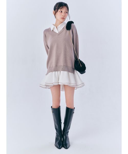 新品未使用タグ付き☆リリーブラウン　シャツドッキングフリルミニワンピース リリーブラウン LILY BROWN シャツドッキングフリルミニ