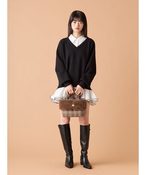 LILY BROWN(リリーブラウン)の「シャツドッキングフリルミニワンピース(ワンピース・レディース・ブラック/ベージュ/グレー・F)」の10枚目の写真