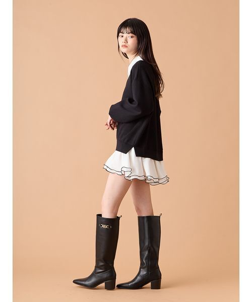 シャツドッキングフリルミニワンピース（ワンピース）｜LILY