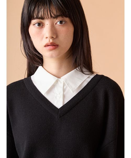 LILY BROWN(リリーブラウン)の「シャツドッキングフリルミニワンピース(ワンピース・レディース・ブラック/ベージュ/グレー・F)」の12枚目の写真