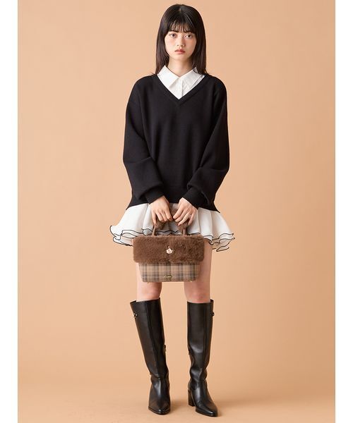 LILY BROWN(リリーブラウン)の「シャツドッキングフリルミニワンピース(ワンピース・レディース・ブラック/ベージュ/グレー・F)」の14枚目の写真
