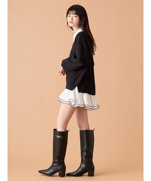 リリーブラウン　Lily Brown シャツドッキングフリルミニワンピース リリーブラウン LILY BROWN シャツドッキングフリルミニ