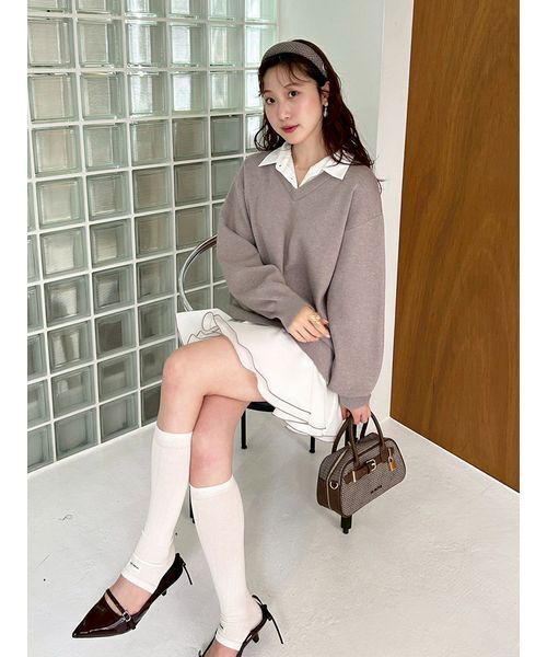 LILY BROWN(リリーブラウン)の「シャツドッキングフリルミニワンピース(ワンピース・レディース・ブラック/ベージュ/グレー・F)」の19枚目の写真